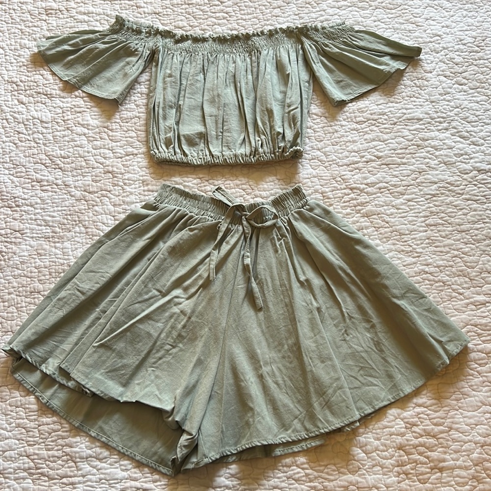 Matching flowy shorts and crop top